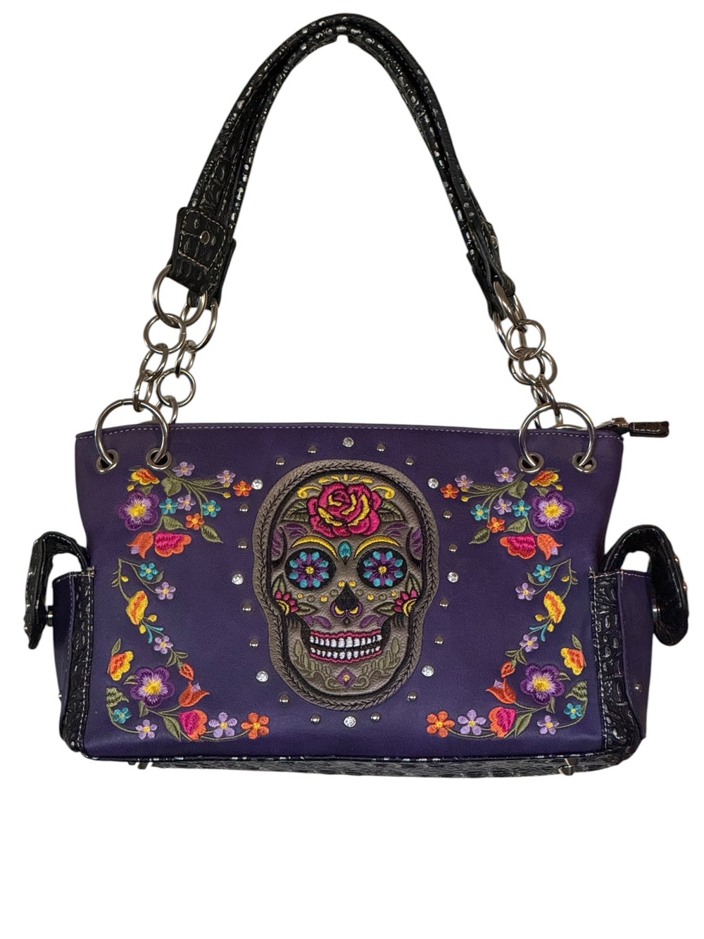 Women's Sugar Skull Purple Shoulder Bag Never Used! From Witch’s Estate Sale